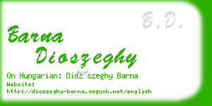 barna dioszeghy business card